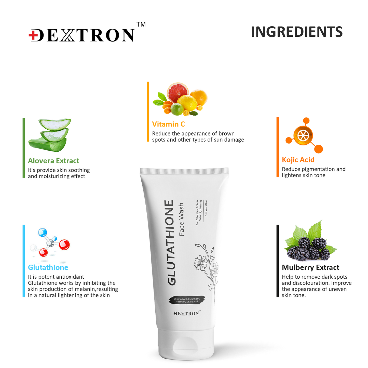 Dextron Glutathione Facewash, 100ml