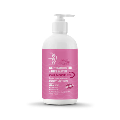 Bake Alpha Arbutin + Rice Water Body Lotion SPF 30 PA+++ for Pigmentation & Tan Removal, 200ml