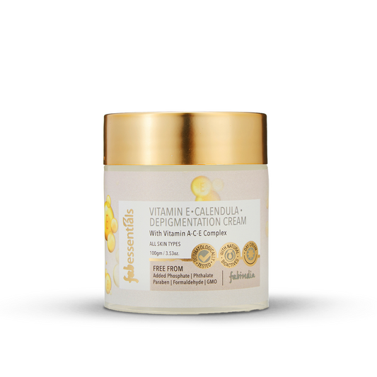 Fabessentials Vitamin E Calendula Depigmentation Cream with Vitamin A-C-E Complex, Kojic Acid & Alpha Arbutin, 100gm