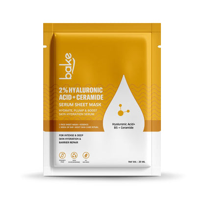 Bake 2% Hyaluronic Acid + Ceramide Serum Sheet Mask for Intense Hydration & Skin Barrier Repair, 20gm