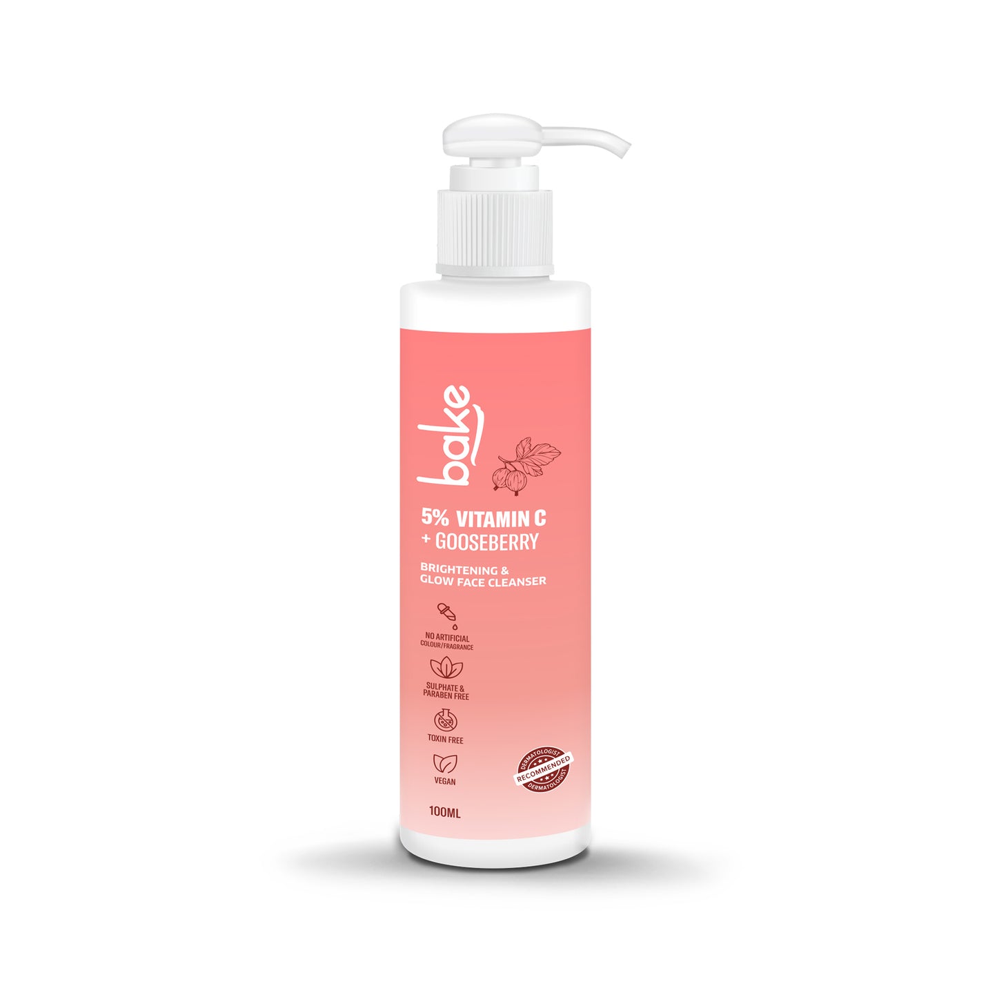 Bake 5% Vitamin C Face Wash for Pigmentation & Skin Brightening with Gooseberry, 100ml