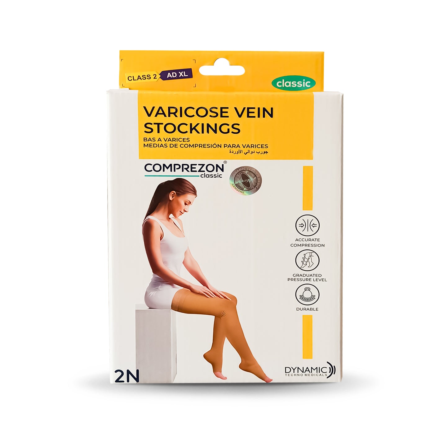 Buy Dynamic Comprezon Classic Varicose Vein Stockings Above Knee (Pair) -  (Class 1) (2102) (XL) Online at Discounted Price