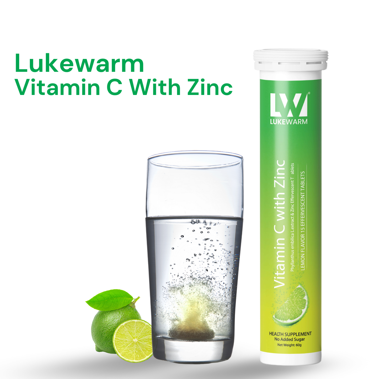 Lukewarm Vitamin C with Zinc | 15 Effervescent Tablets | Lemon Flavour