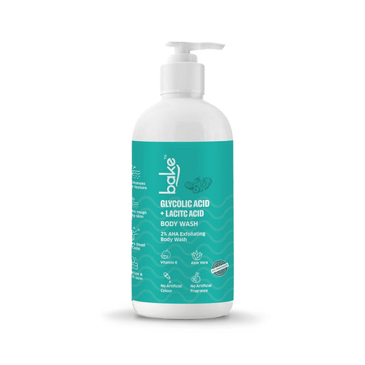 Bake 2% Lactic & Glycolic Acid Exfoliating Body Wash for Tan Removal, Strawberry & Uneven Skin, 250ml