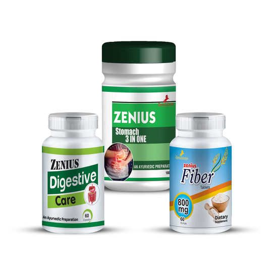 Zenius Digestive Care Kit (Digestive Care, 60 Capsules & Fiber Tablets, 60s & Stomach 3 in 1 Powder, 100gm)