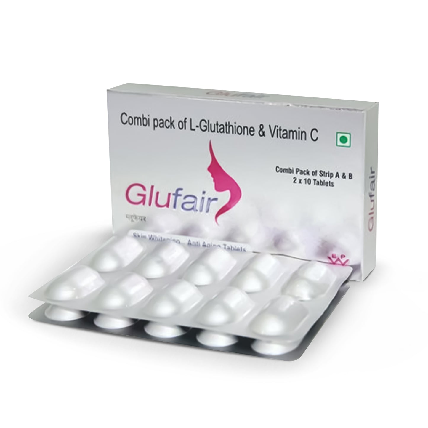 Glufair Combi Pack of L-Glutathione & Vitamin C, 20 Tablets