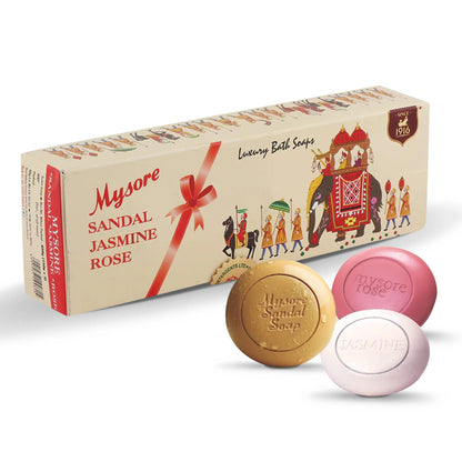 Mysore Sandal Soap Jasmine Rose, 3x150gm