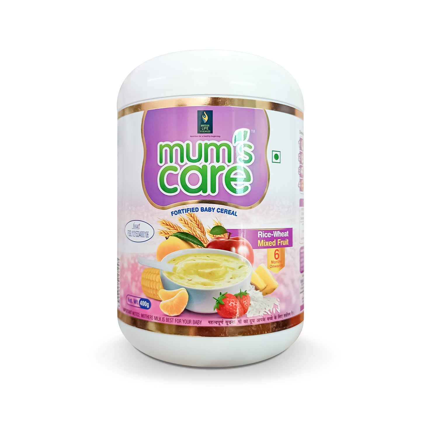 Mum's care rice wheat mixed fruit fortified baby cereal, 400gm - Made from Certified Organic Ingredients