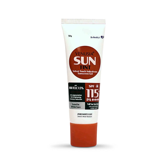 Venusia Sun Tint Velvet Touch Anhydrous Sunscreen Gel with IBR-TCLC 1.5% SPF115+ PA++++, 50gm