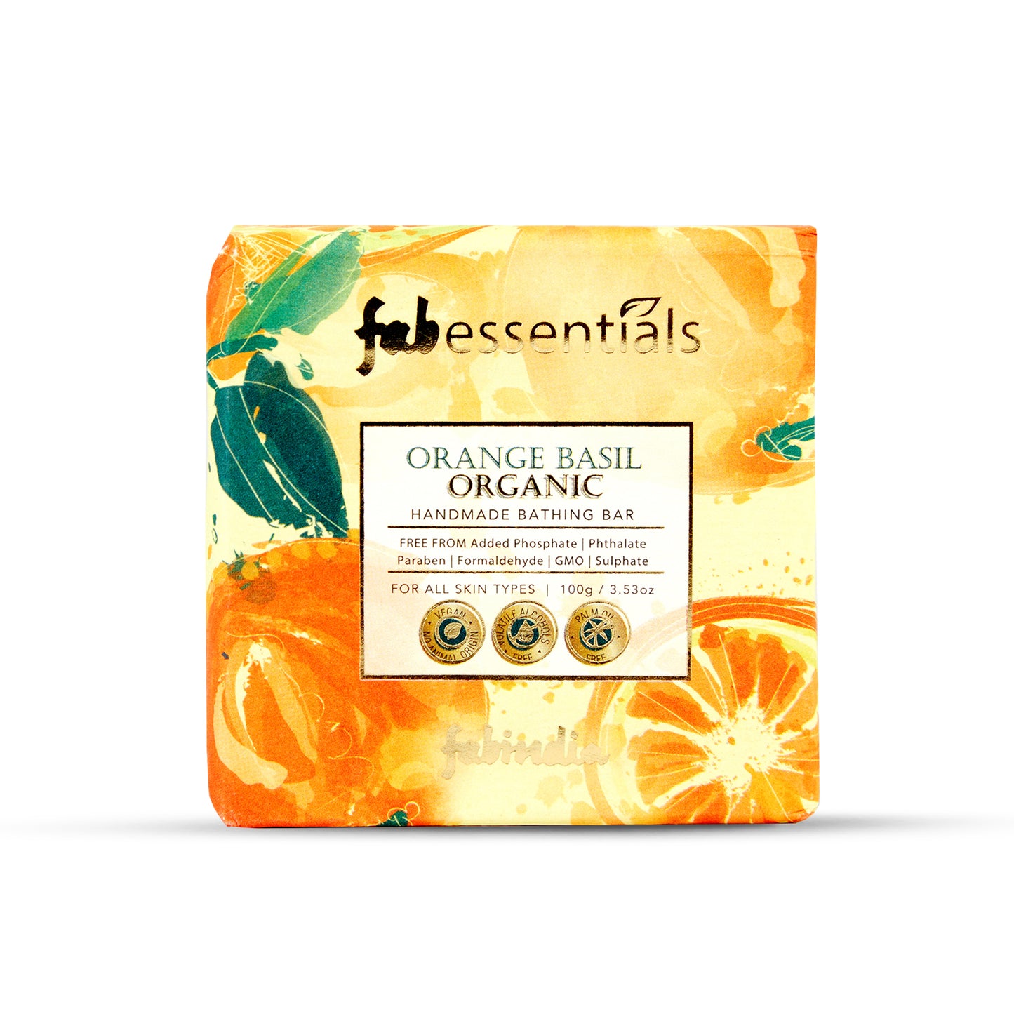 Fabessentials Orange Basil Organic Handmade Bathing Bar, 100gm