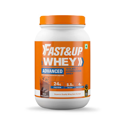 Fast&Up Whey Advanced Isolate + Hydrolysed Whey Rich Chocolate Flavour, 30 Servings