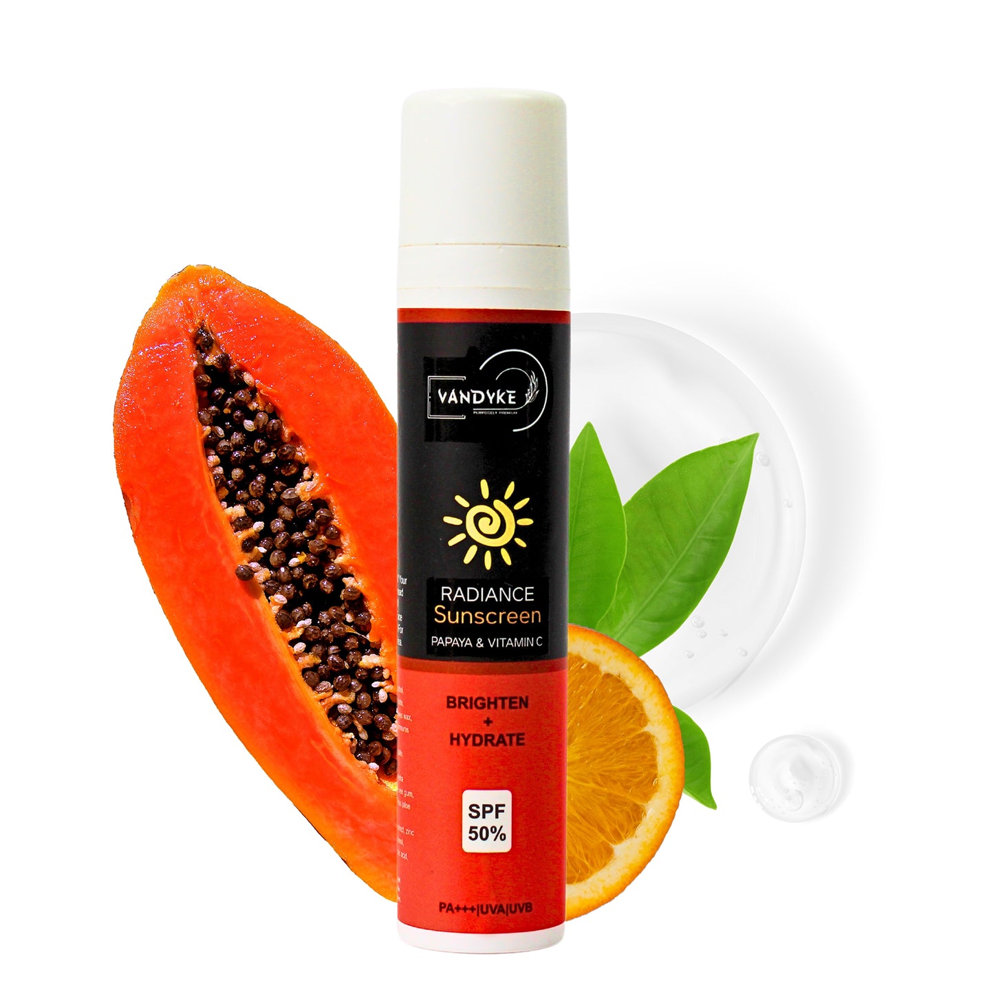 Vandyke Radiance Sunscreen With Papaya & Vitamin C SPF 50 PA+++, 50gm