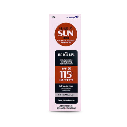 Venusia Sun Tint Velvet Touch Anhydrous Sunscreen Gel with IBR-TCLC 1.5% SPF115+ PA++++, 50gm