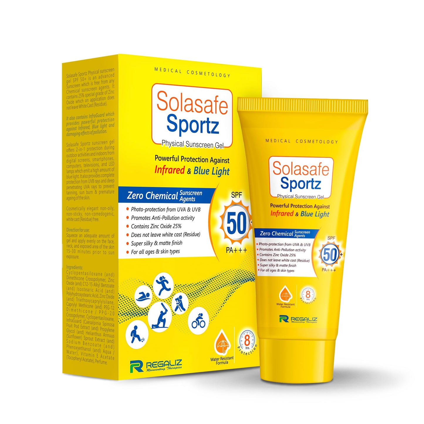 Solasafe Sportz Physical Sunscreen Gel SPF 50+ PA+++, 50gm