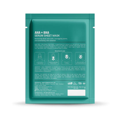 Bake AHA + BHA Serum Sheet Mask for Exfoliation & Blackheads Removal, 20gm