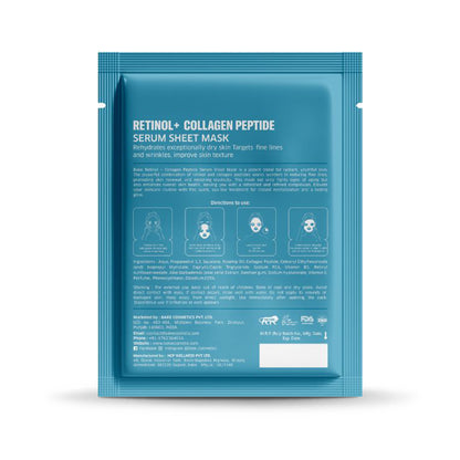 Bake Retinol + Collagen Peptide Serum Sheet Mask for Anti Aging & Skin Rejuvenation, 20gm