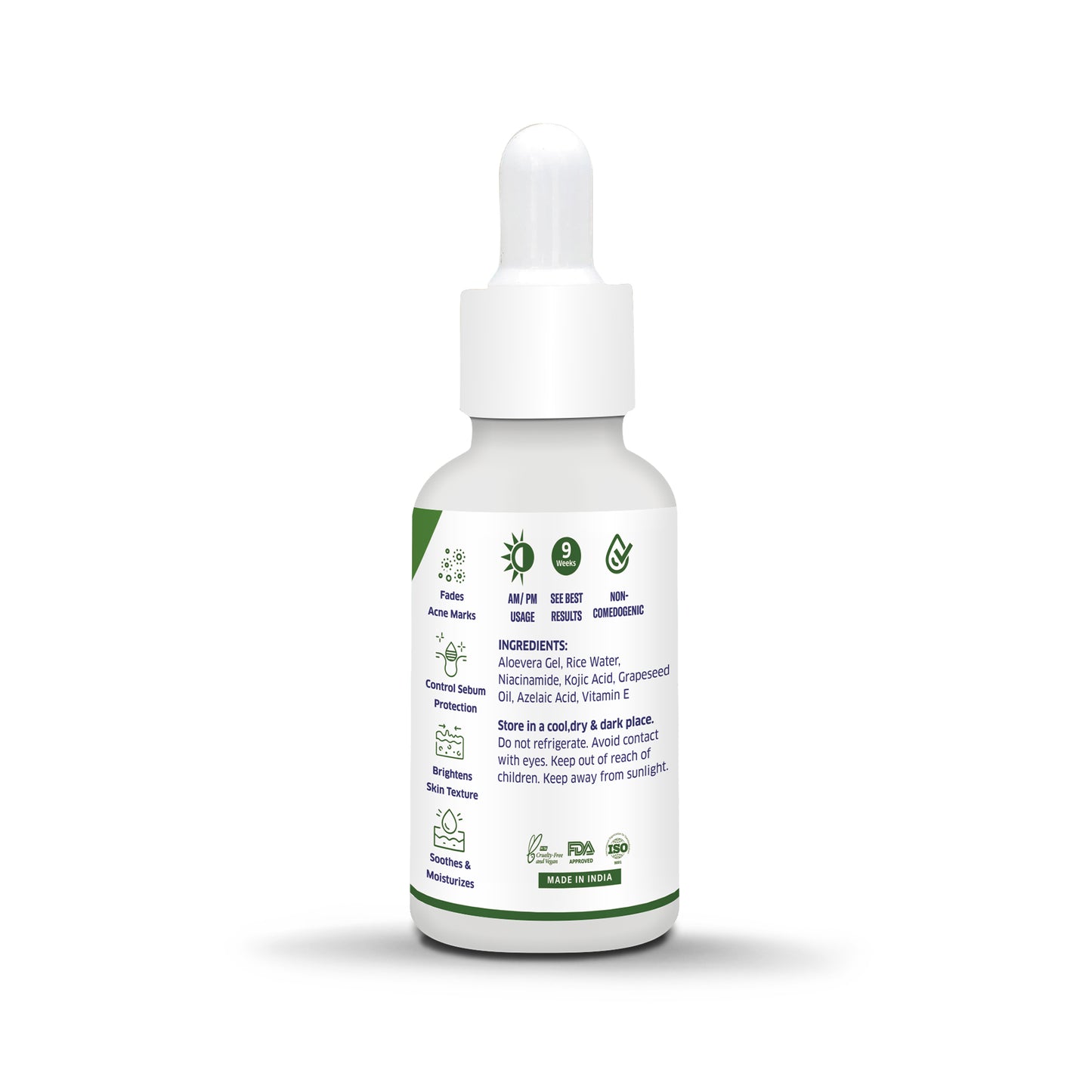 Bake 10% Niacinamide + Azelaic Acid Face Serum with Kojic Acid & Rice Water for Acne Marks & Active Acne, 30ml