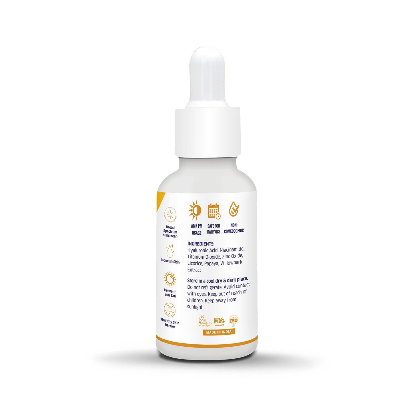 Bake 2% Hyaluronic Acid Face Serum Sunscreen SPF 50 PA+++ with Niacinamide & Willowbark Extract, 30ml