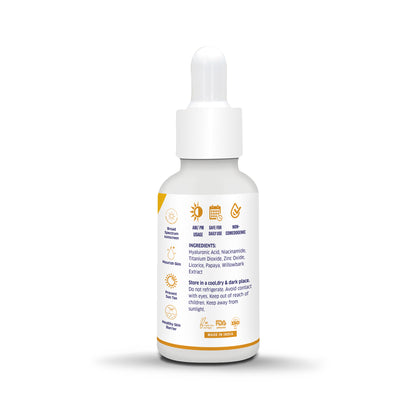 Bake 2% Hyaluronic Acid Face Serum Sunscreen SPF 50 PA+++ with Niacinamide & Willowbark Extract, 30ml