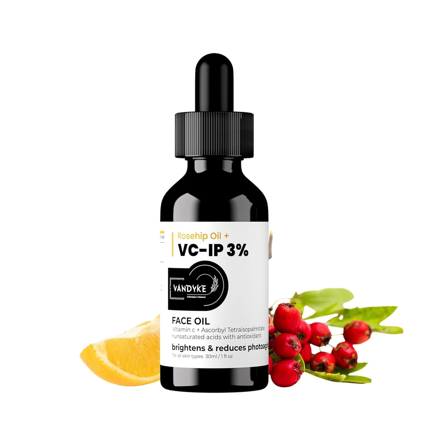 Vandyke 0.3% Pure Rosehip Face Oil with Vitamin C For Skin Brightening, 30ml