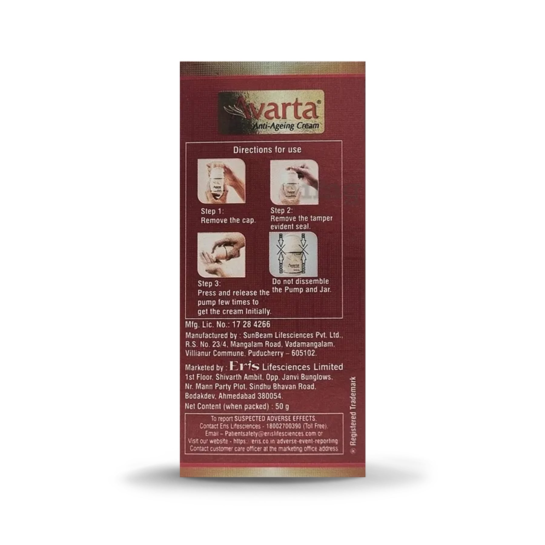 Avarta Anti Ageing Cream Eris ClickOnCare