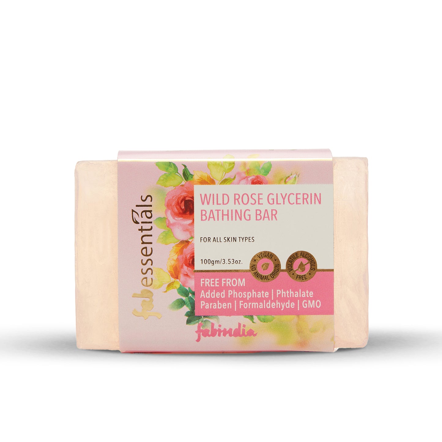 Fabessentials Assorted Glycerin Bathing Bars Pack of 3 - Wild Rose, Mint & Lemongrass, 3X100gm