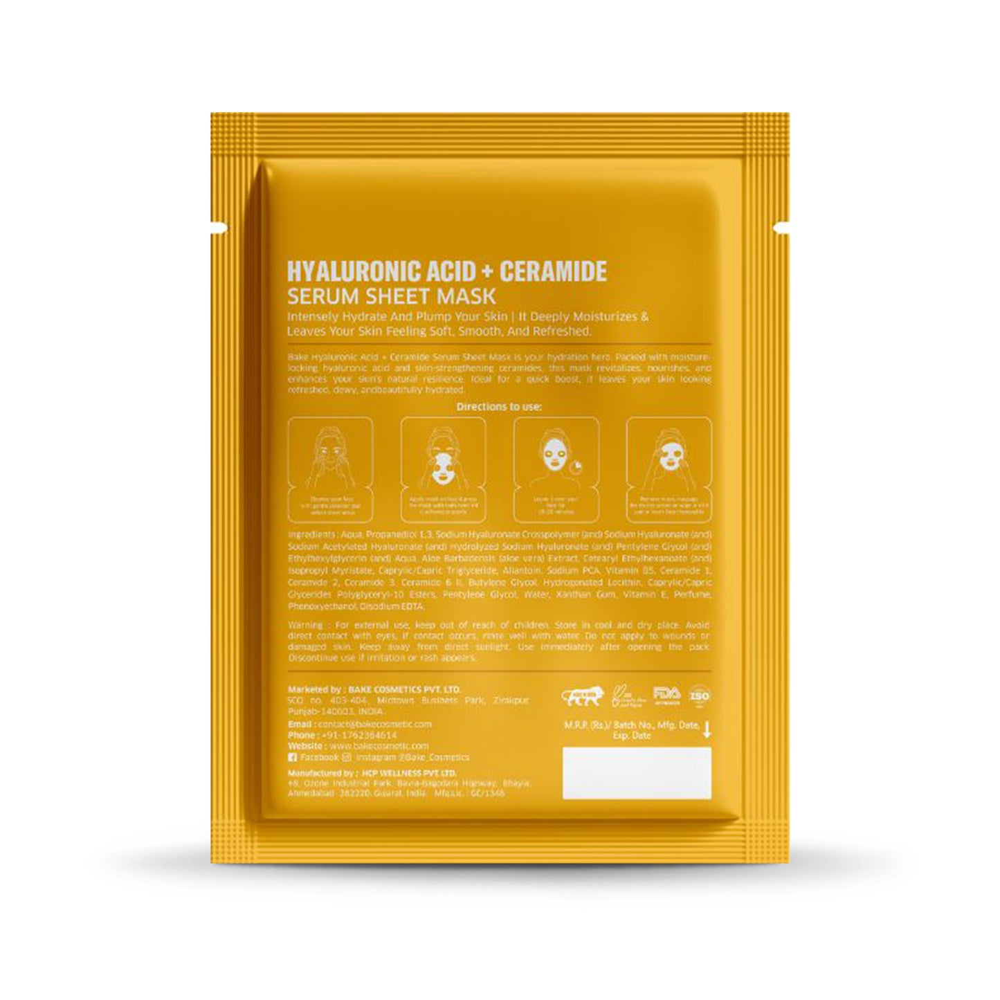 Bake 2% Hyaluronic Acid + Ceramide Serum Sheet Mask for Intense Hydration & Skin Barrier Repair, 20gm