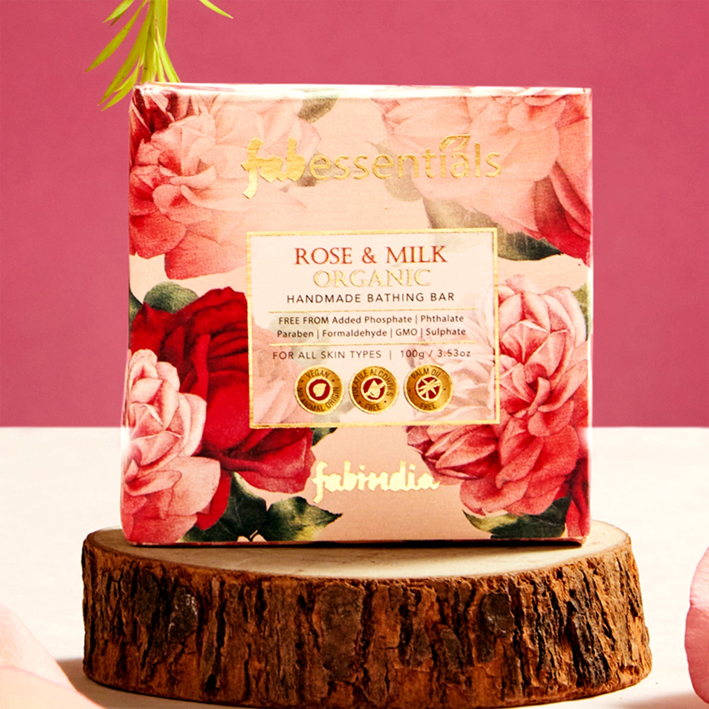 Fabessentials Rose & Milk Handmade Bathing Bar, 100gm