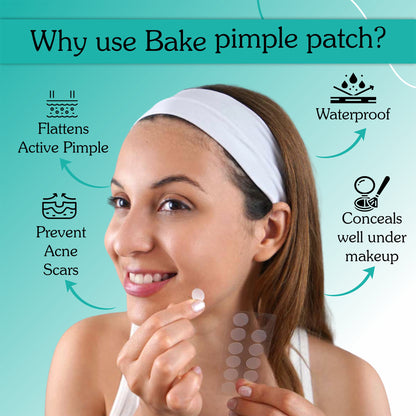 Bake 2% Salicylic Acid Pimple Patches Active Acne with Hydrocolloid Waterproof Patches (Pack of 72), 30gm