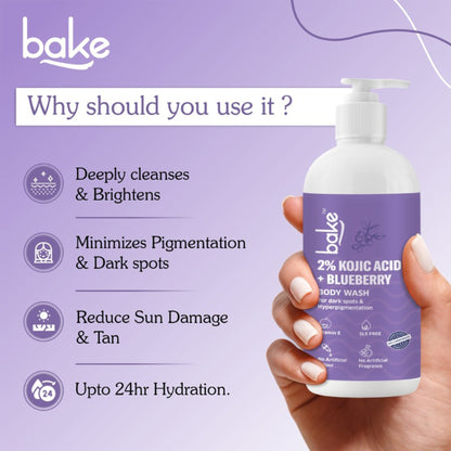 Bake 2% Kojic Acid Body Wash for Pigmentation & Tanned Skin, 250ml