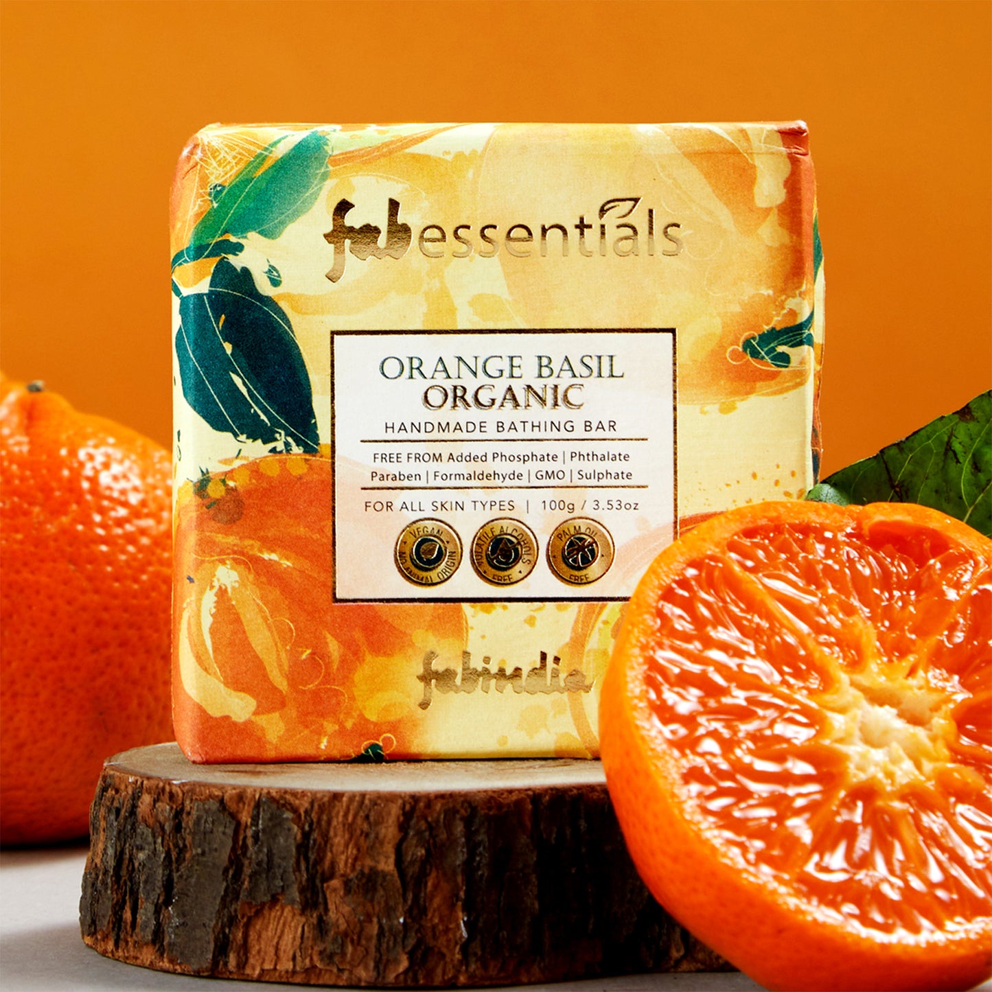 Fabessentials Orange Basil Organic Handmade Bathing Bar, 100gm