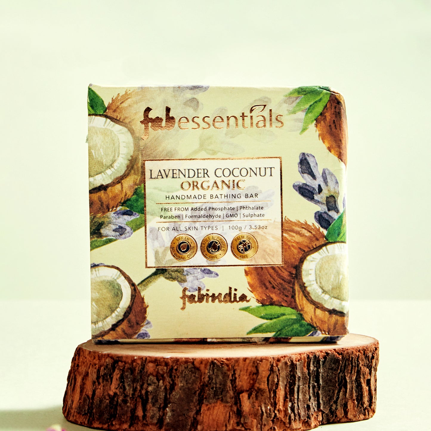 Fabessentials Lavender Coconut Organic Handmade Bathing Bar, 100gm