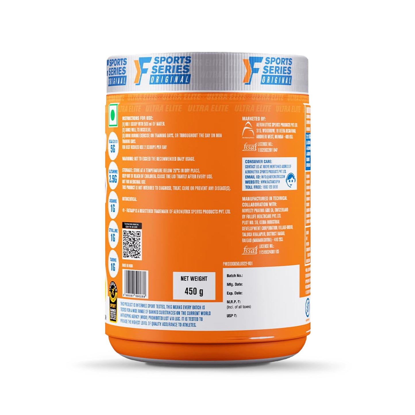 Fast&Up BCAA - Lime & Lemon, 450gm