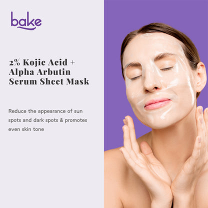 Bake 2% Kojic Acid + Alpha Arbutin Serum Sheet Mask for Dark Circles, Spots & Pigmentation, Tan Removal, 20gm