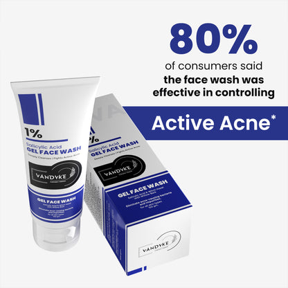 Vandyke 1% Salicylic Acid Gel with Salicylic Acid & Witch Hazel for Active Acne Face Wash, 100gm