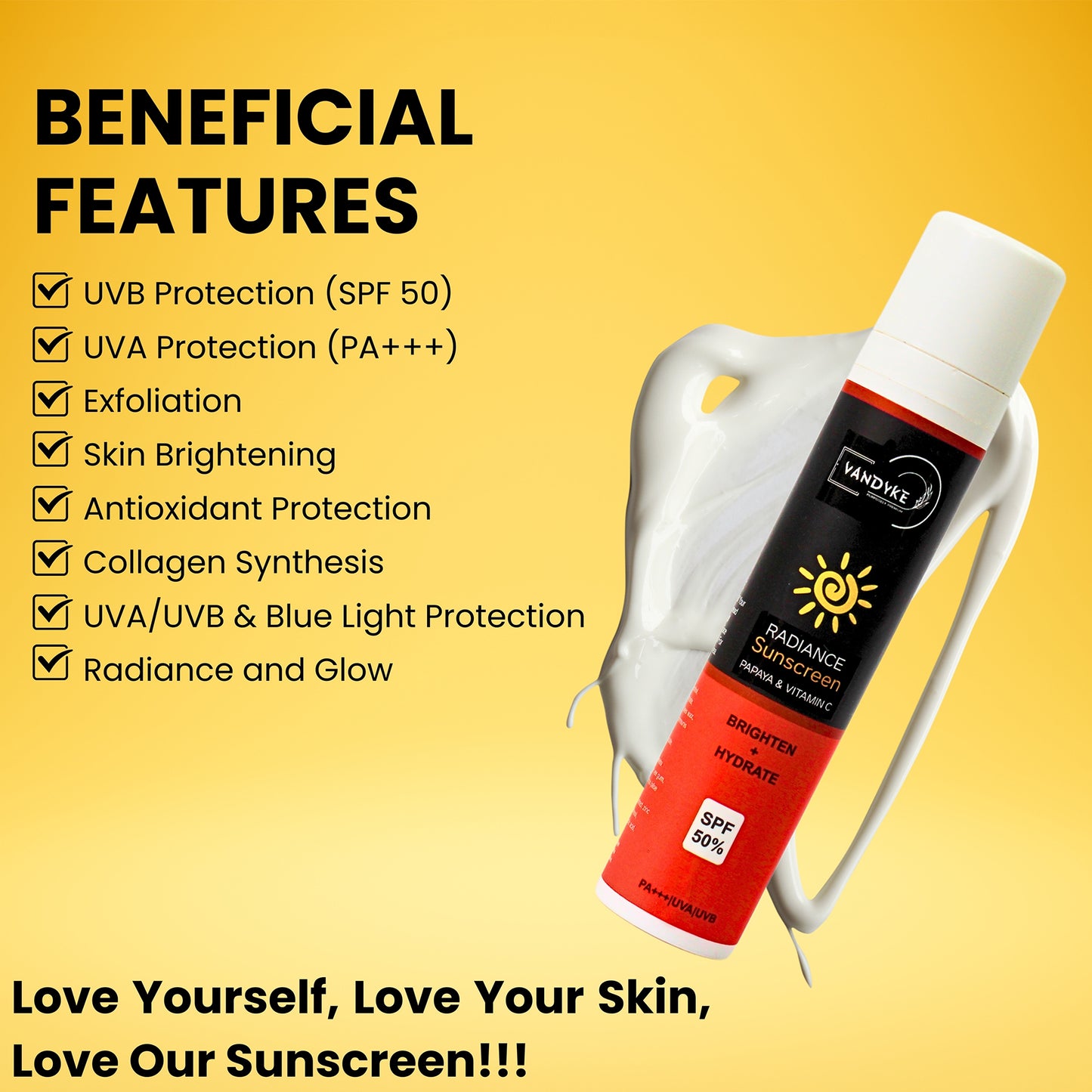 Vandyke Radiance Sunscreen With Papaya & Vitamin C SPF 50 PA+++, 50gm