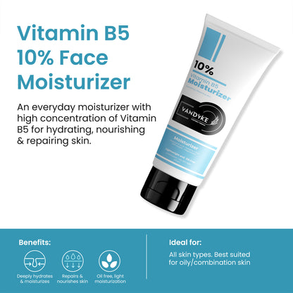 Vandyke 10% Vitamin B5 Oil Free Moisturizer with Zinc, Copper, Magnesium & HA for Oily skin, 100gm