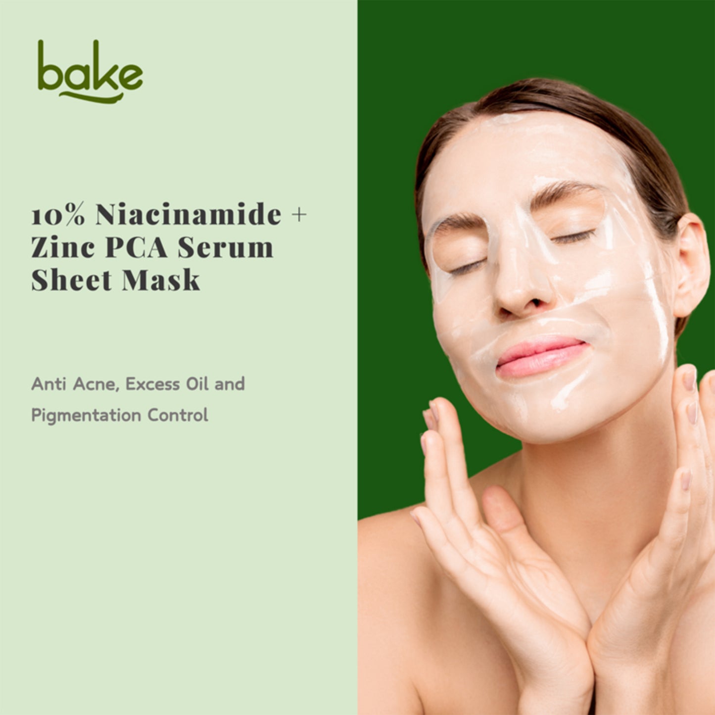 Bake 10% Niacinamide + Zinc PCA Serum Sheet Mask for Acne Marks, Dark Spots & Pigmentation Control, 20gm