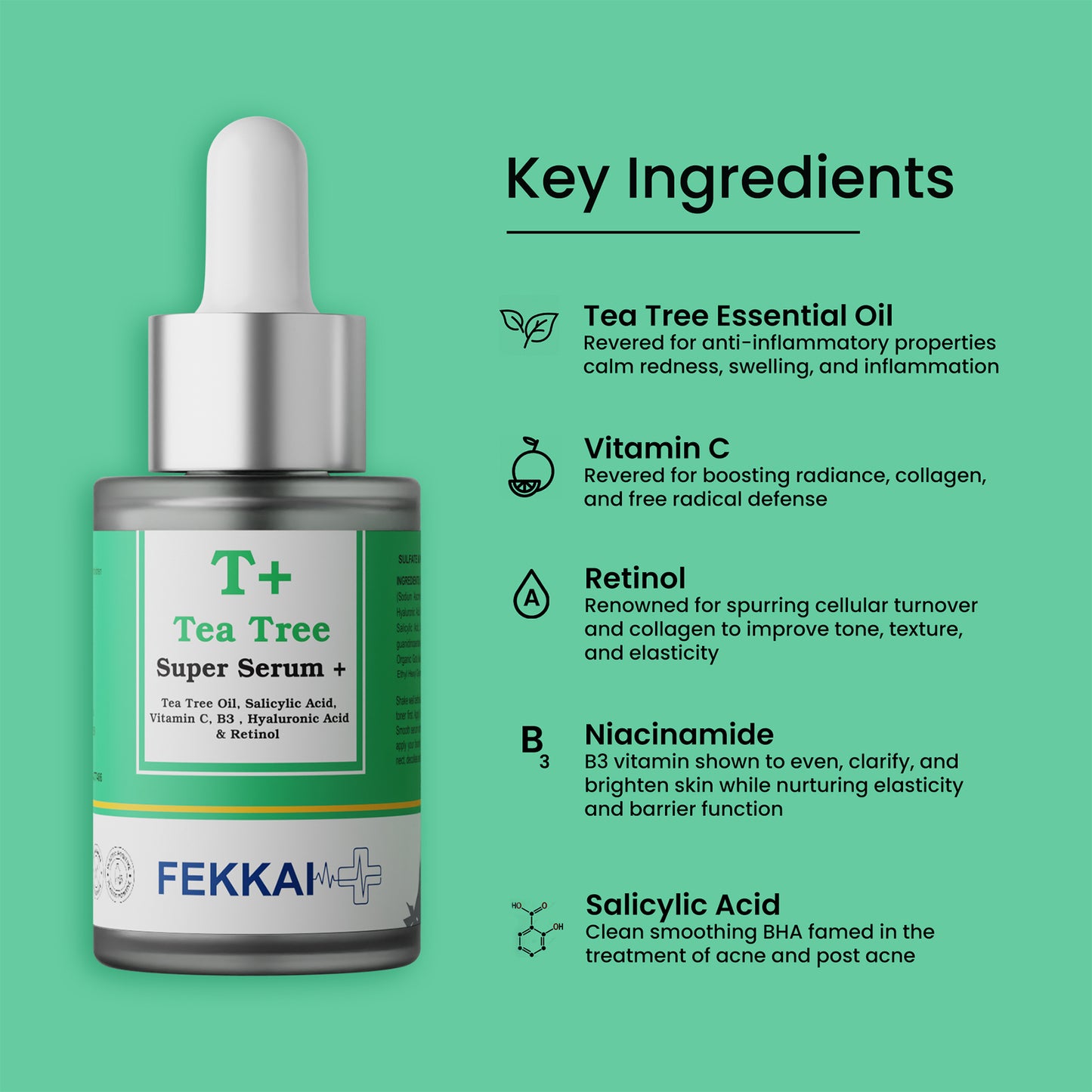 Fekkai Tea Tree Super Serum with Tea Tree Oil, Salicylic Acid, Hyaluronic Acid and Niacinamide, 30ml