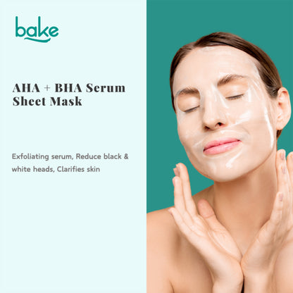 Bake AHA + BHA Serum Sheet Mask for Exfoliation & Blackheads Removal, 20gm