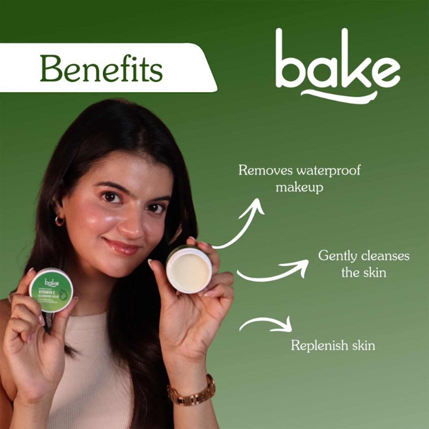 Bake Vitamin E Cleansing Balm for Open Pores & Waterproof Makeup Remover, 50gm