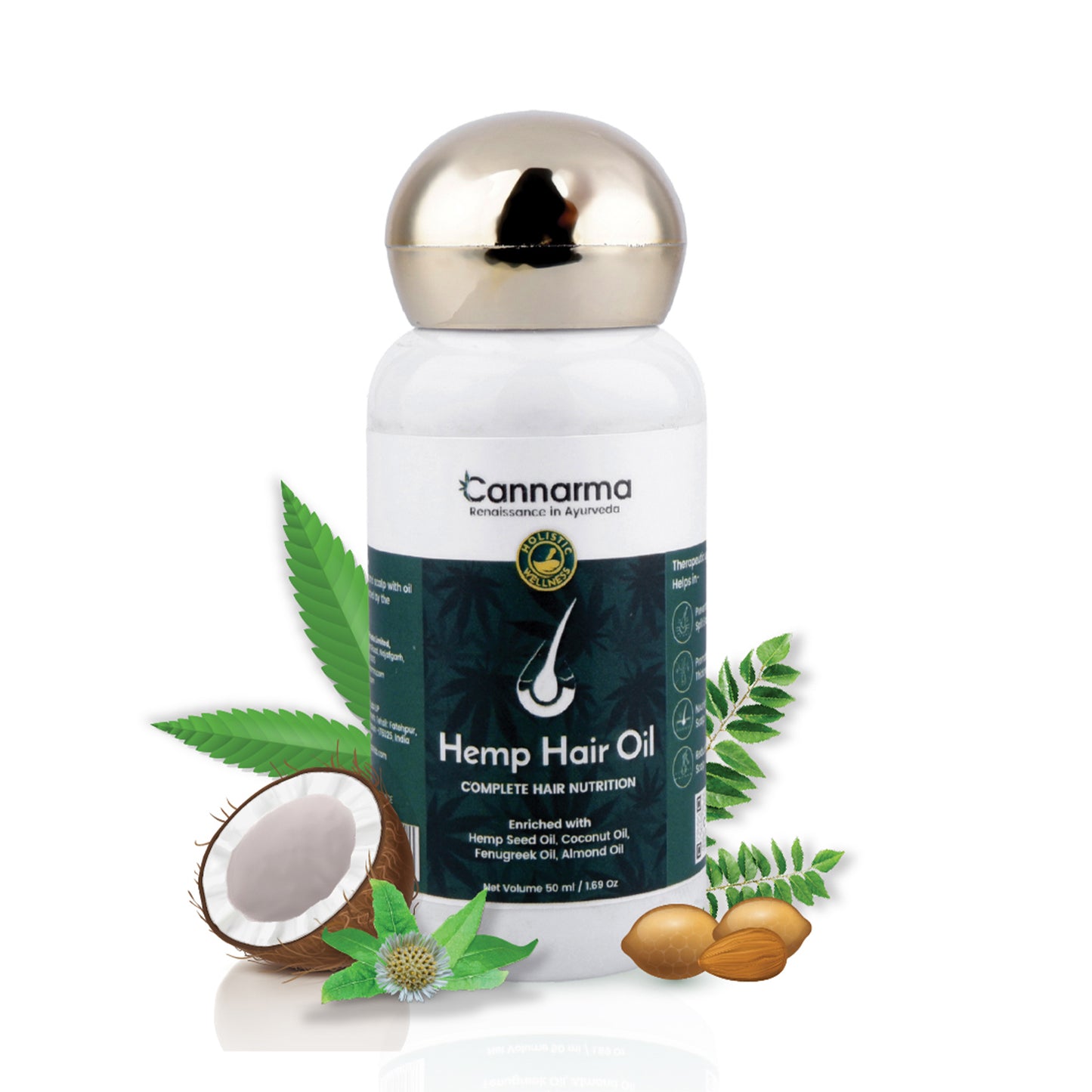 Cannarma Hemp Hair Oil With Coconut & Almond, 50ml