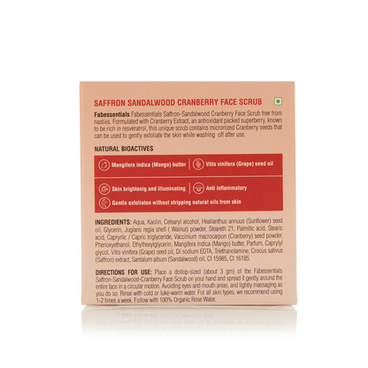 Fabessentials Saffron Sandalwood Cranberry Face Scrub with Cranberry Seeds, 100 gm