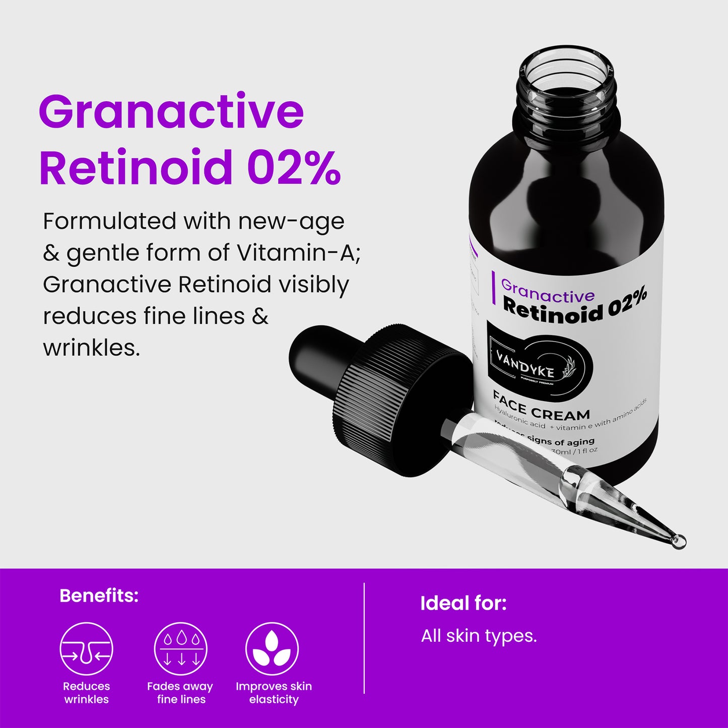 Vandyke 2% Granactive Retinoid Face Serum for Fine Lines & Wrinkles, 30ml