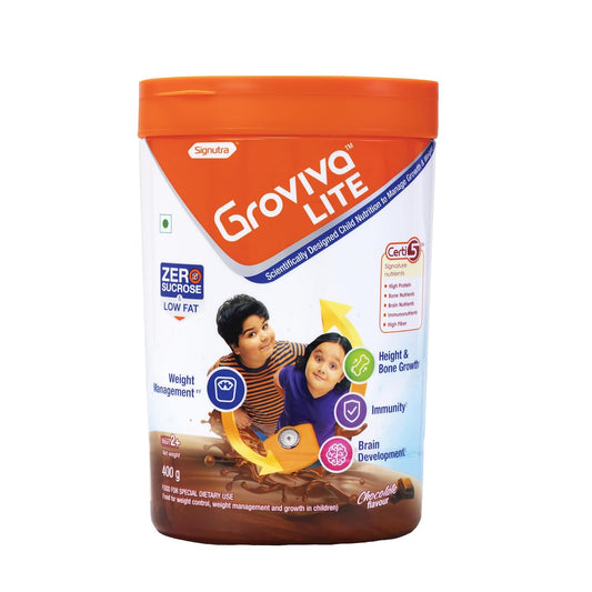 Groviva Lite 儿童营养补充剂巧克力味罐装，400 克