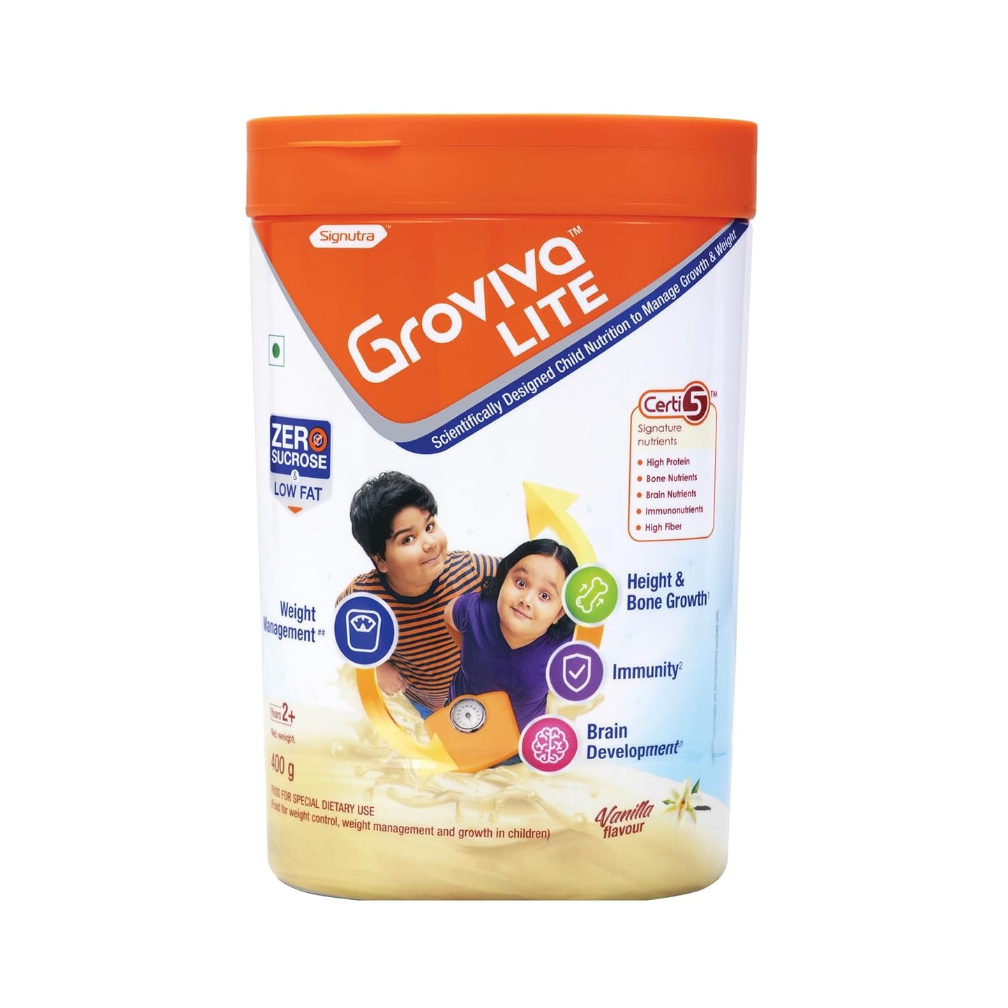 Groviva Lite Child Nutrition Supplement Vanilla Flavour Jar, 400gm