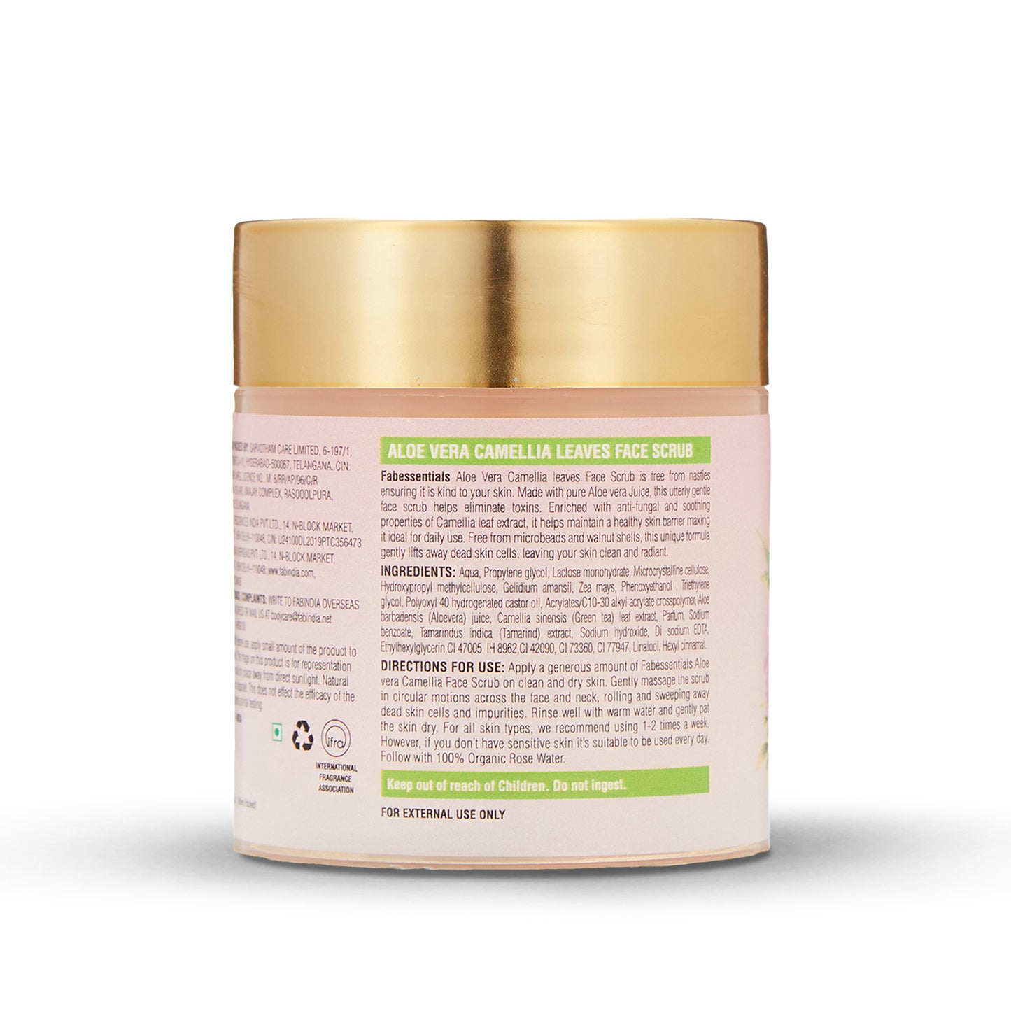 Fabessentials Aloe Vera Camellia Leaves Face Scrub with Green Tea Leaf & Tamarind extract, 100gm