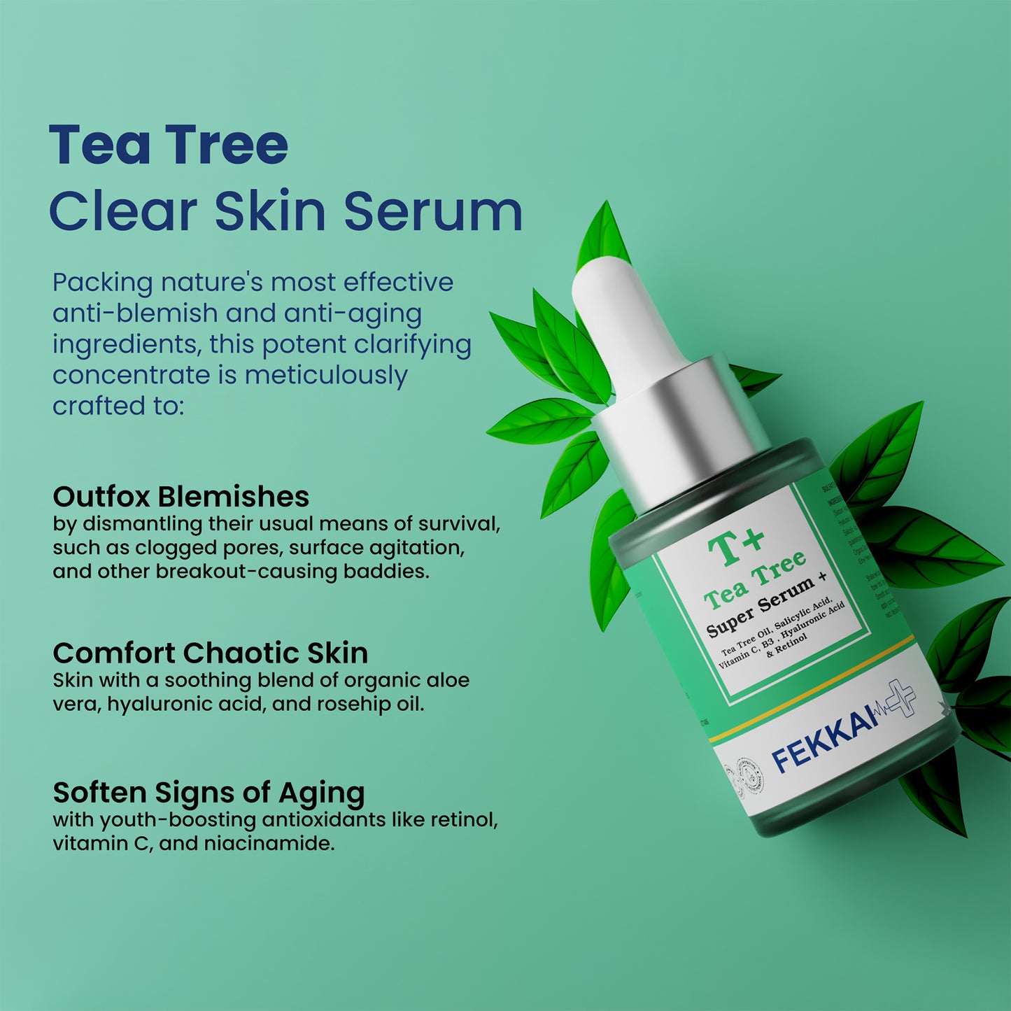 Fekkai Tea Tree Super Serum with Tea Tree Oil, Salicylic Acid, Hyaluronic Acid and Niacinamide, 30ml