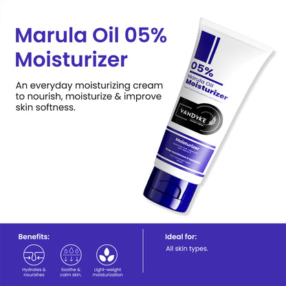 Vandyke 5% Marula Oil Face Moisturizer with Hyaluronic Acid & Vitamin F & E for Dry Skin, 100gm