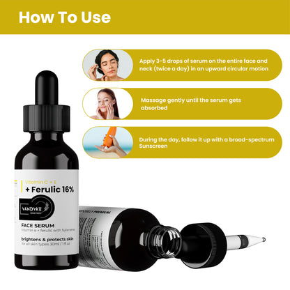 Vandyke 16% Vitamin C Serum With Vitamin E & Ferulic acid for Brightening, 30ml